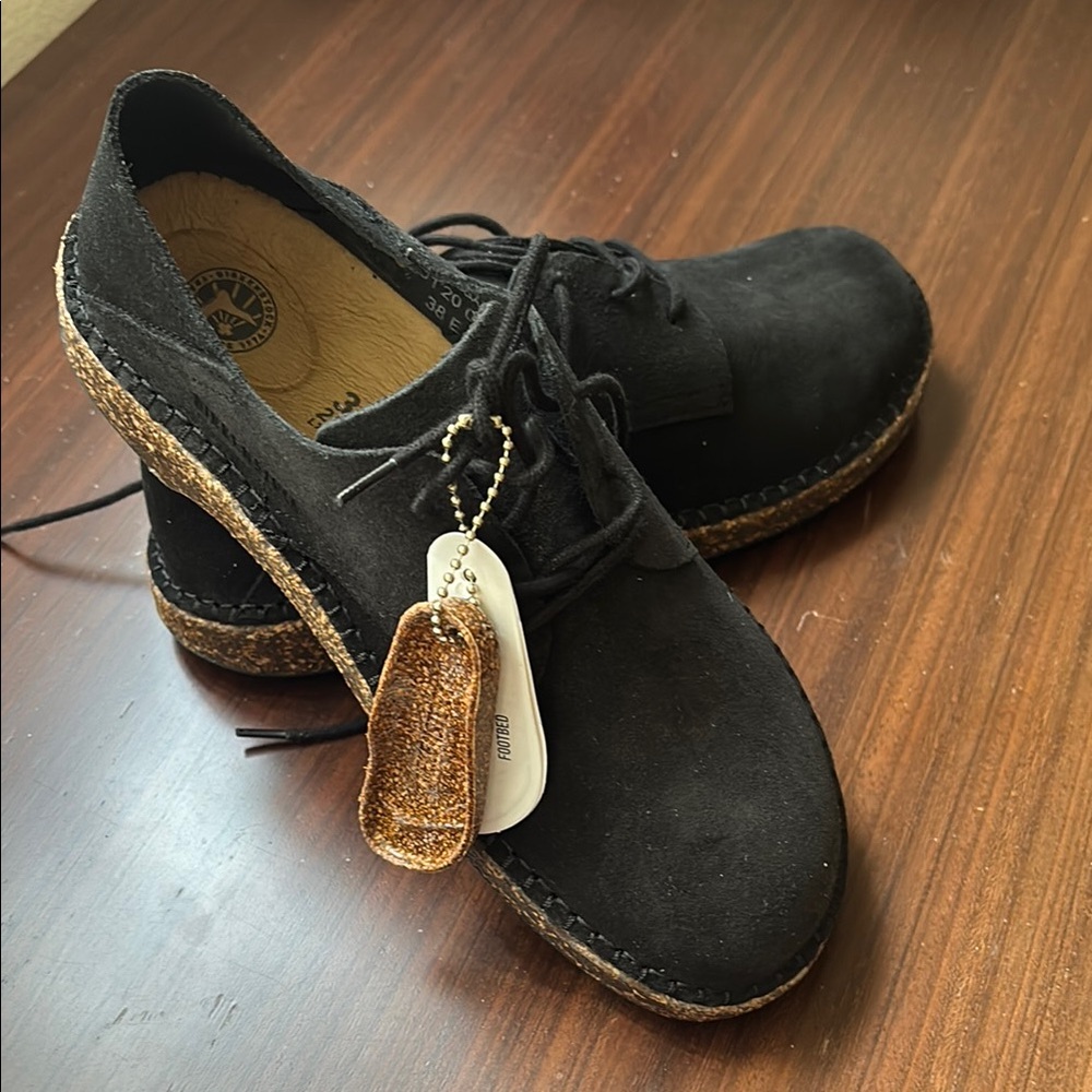 Birkenstock Black Suede Lace-Up Shoes